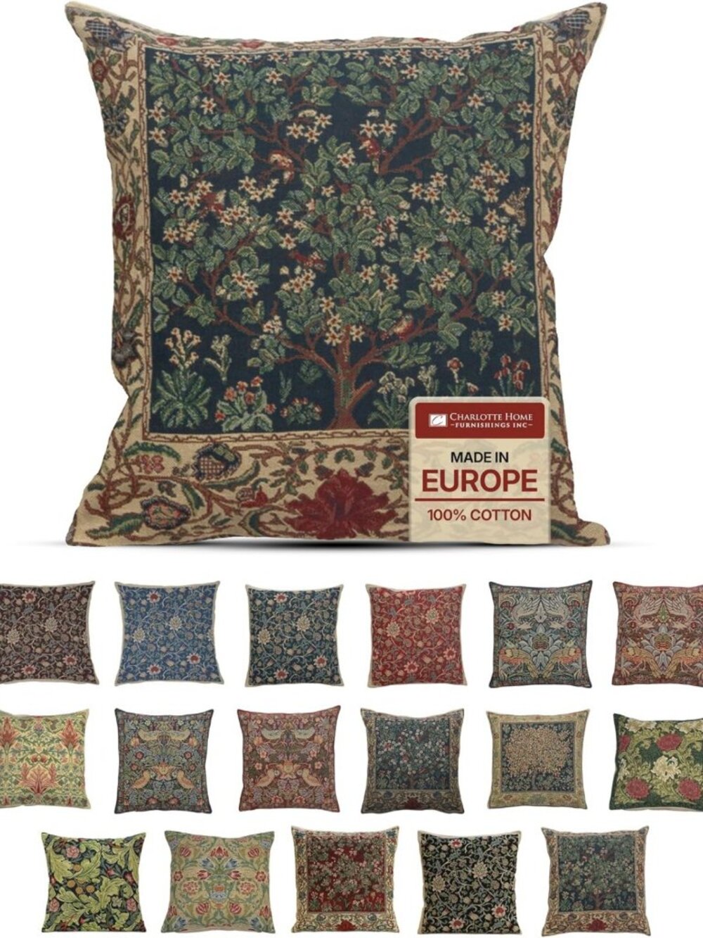 Tree of Life Woven Tapestry Throw Pillow Cover 16x16 - Cozy Home Decor Accent